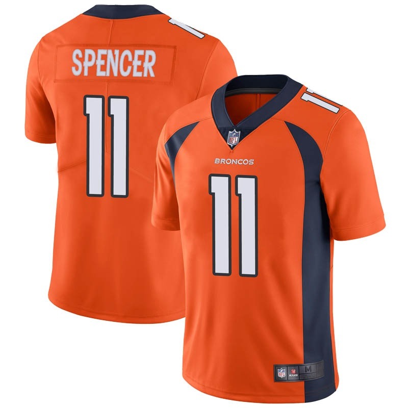Men's Denver Broncos #11 Diontae Spencer Orange Vapor Untouchable Limited Stitched Jersey